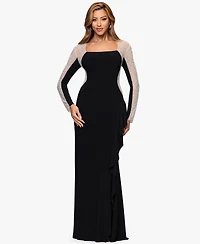 Xscape Petite Long Beaded Sleeve Dress