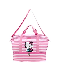 Hello Kitty Character 17" Pink & White Striped Duffle Bag
