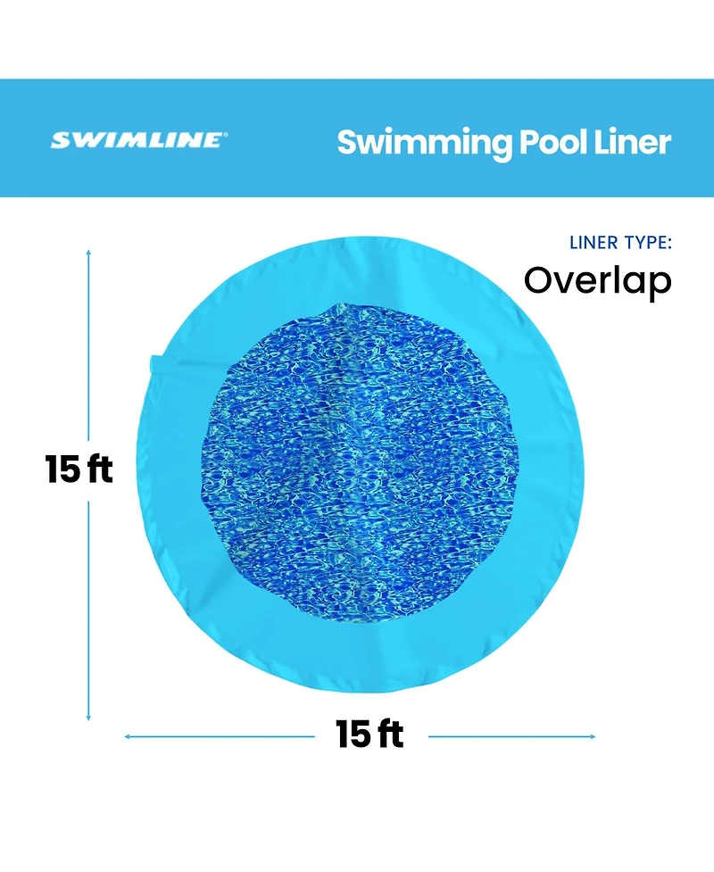 Swimline 15 Foot Swirl Blue Round Above Ground Swimming Pool Wall Overlap Liner