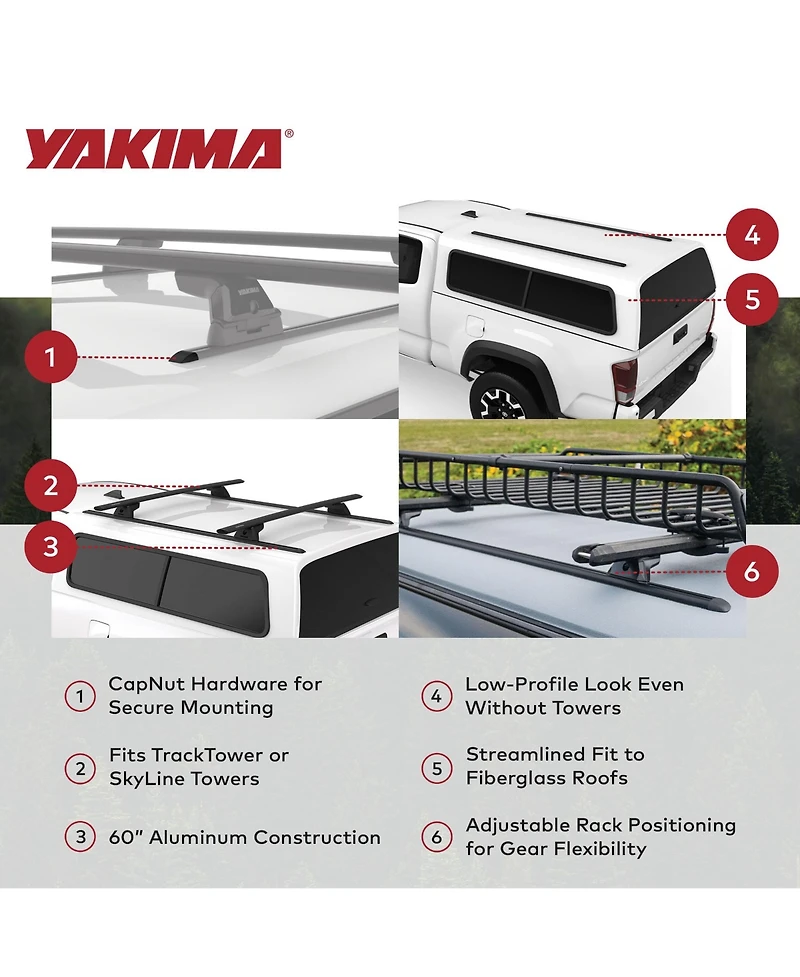Yakima 60 Inch Tracks with CapNuts, Compatible with TrackTower or SkyLine Towers