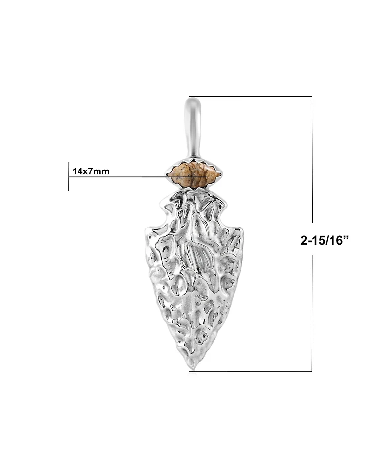 American West Jewelry Sterling Silver Picture Jasper Fritz Casuse Arrowhead Pendant Enhancer