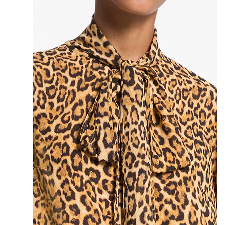 Michael Kors Women's Cheetah Print High-Neck Mini Dress