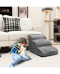 3-Tier Non-Slip Dog Steps with High-Density Sponge and Silicone Paw Prints