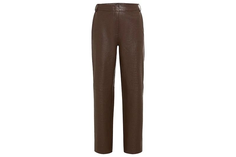 Olsen Women's Mona Fit Straight Leg Faux Croc Cropped Pant