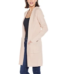 Belldini Women's Hooded Novelty-Stitch Coatigan Sweater