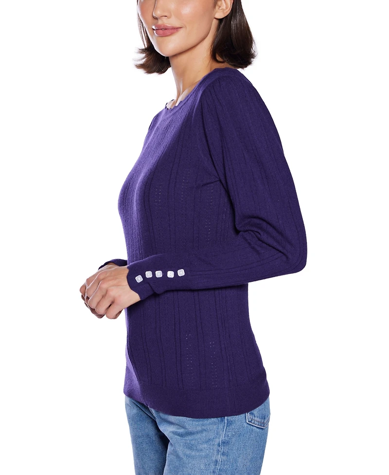 Belldini Women's Scalloped-Trim Boat Neck Sweater
