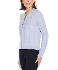 Belldini Women's Black Label Zip Cable Sweater