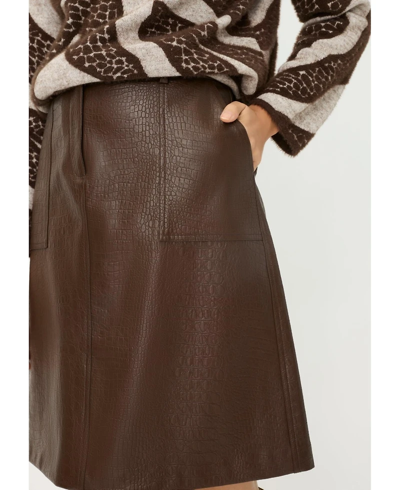 Olsen Women's Faux Croc A-Line Skirt