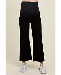 Pinkblush Maternity Black Raw Hem Cropped Wide Leg Jeans