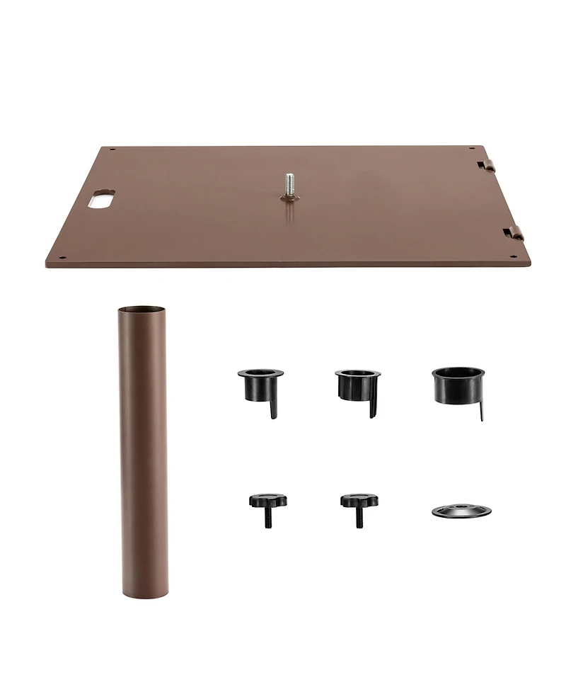 Gymax 10 Ft Patio Table Market Umbrella w/ 24 Solar Led Lights & Heavy-duty Base