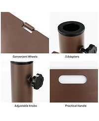 Gymax Ft Patio Table Market Umbrella w/ Solar Led Lights & Heavy-duty Base