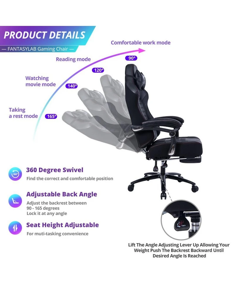 Boyel Living Seat Height Adjustable Swivel Racing Office Computer Ergonomic Video Game Chair