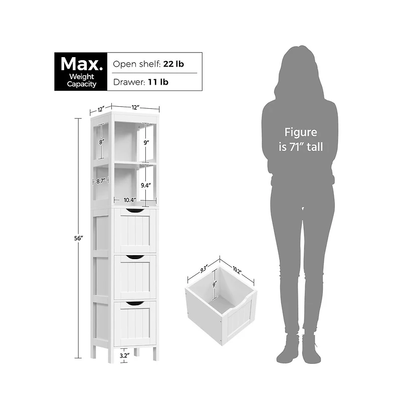 Yaheetech 56 H Modern Bathroom Storage Cabinet White