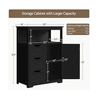 Yaheetech 35.5" H Bathroom Floor Cabinet wirh 1 Door and 3 Drawers