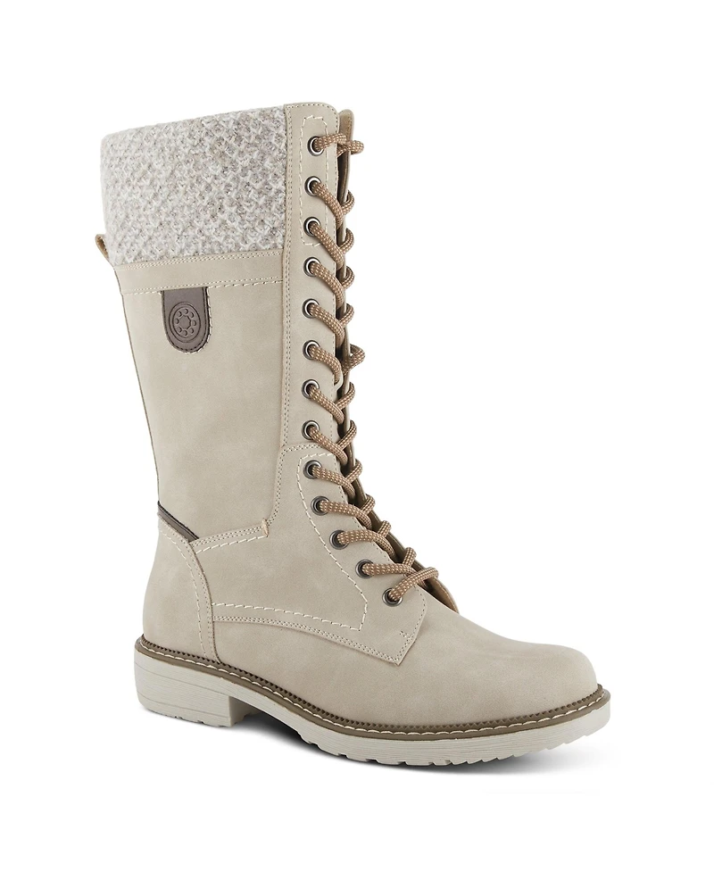 Spring Step Yosemite Water-Resistant Winter Boots with Sweater Trim and Lace-Up Detail