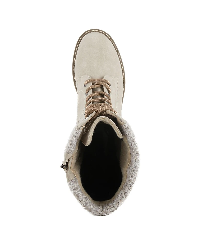 Spring Step Yosemite Water-Resistant Winter Boots with Sweater Trim and Lace-Up Detail