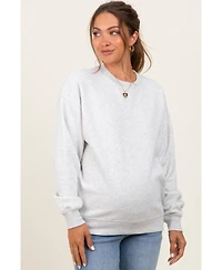 Pinkblush Heather Grey Fleece Crew Neck Relaxed Fit Maternity Sweatshirt