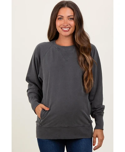 Pinkblush Maternity Black Vintage Wash French Terry Pullover