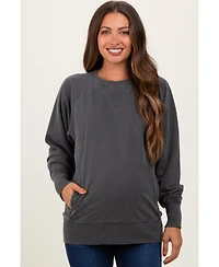 Pinkblush Maternity Black Vintage Wash French Terry Pullover