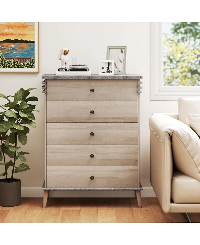Farmhouse Chest Dresser of Drawers Tall Storage Organizer