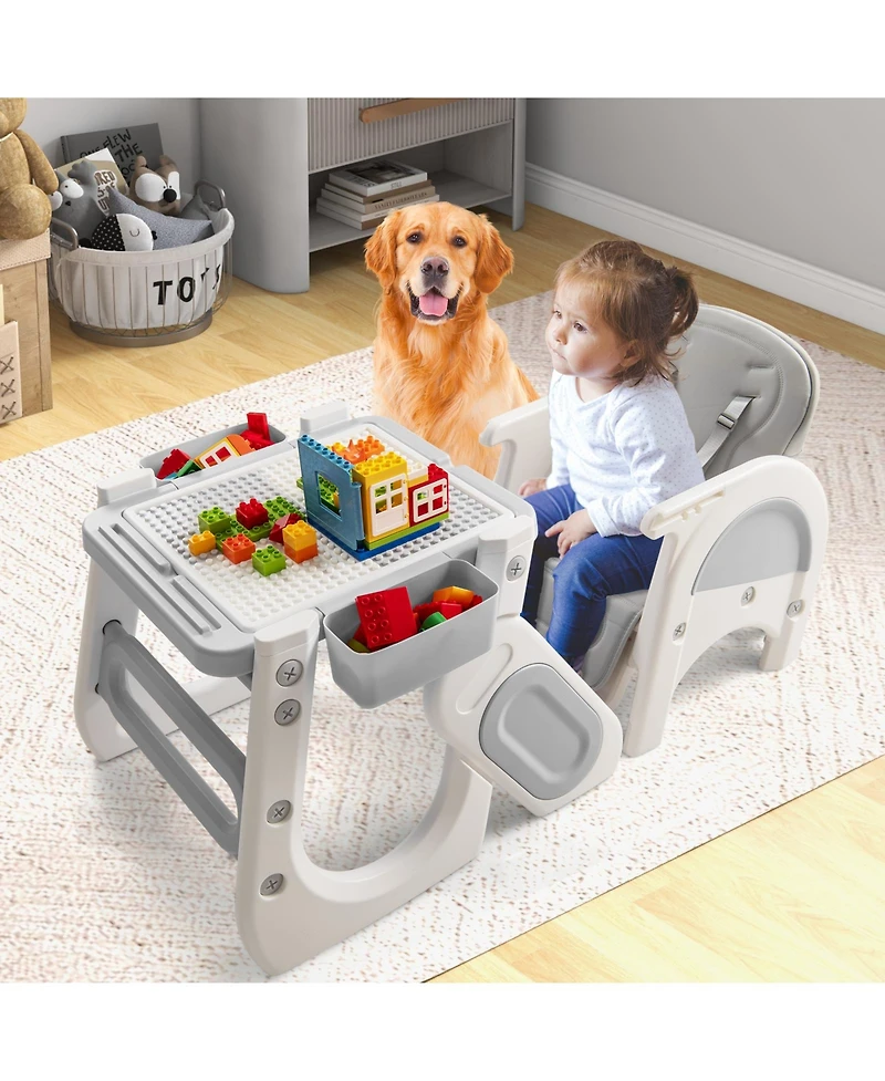 Gymax Convertible Baby Tall Chair 2-Tier Food Tray Feeding Chair for 18+ Month Olds