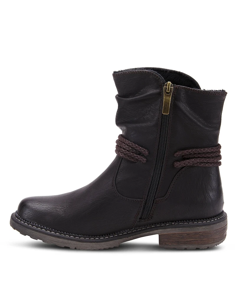 Spring Step Kathie Water-Resistant Mid Boots with Faux Fur Lining and Gusset Zipper