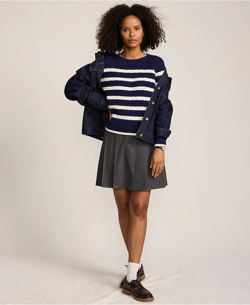 Lands' End Women's Tall Drifter Modern Cable Crew Sweater
