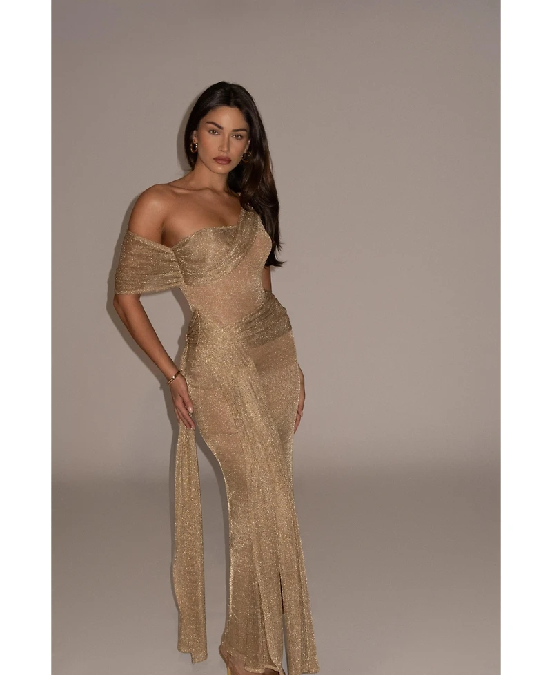Jluxlabel Draped Metallic Maxi Dress