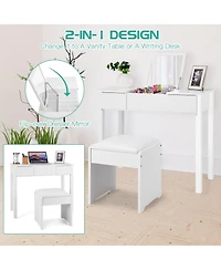 Volenca Vanity Makeup Dressing Table Set with Flip Top Mirror and Cushioned Stool