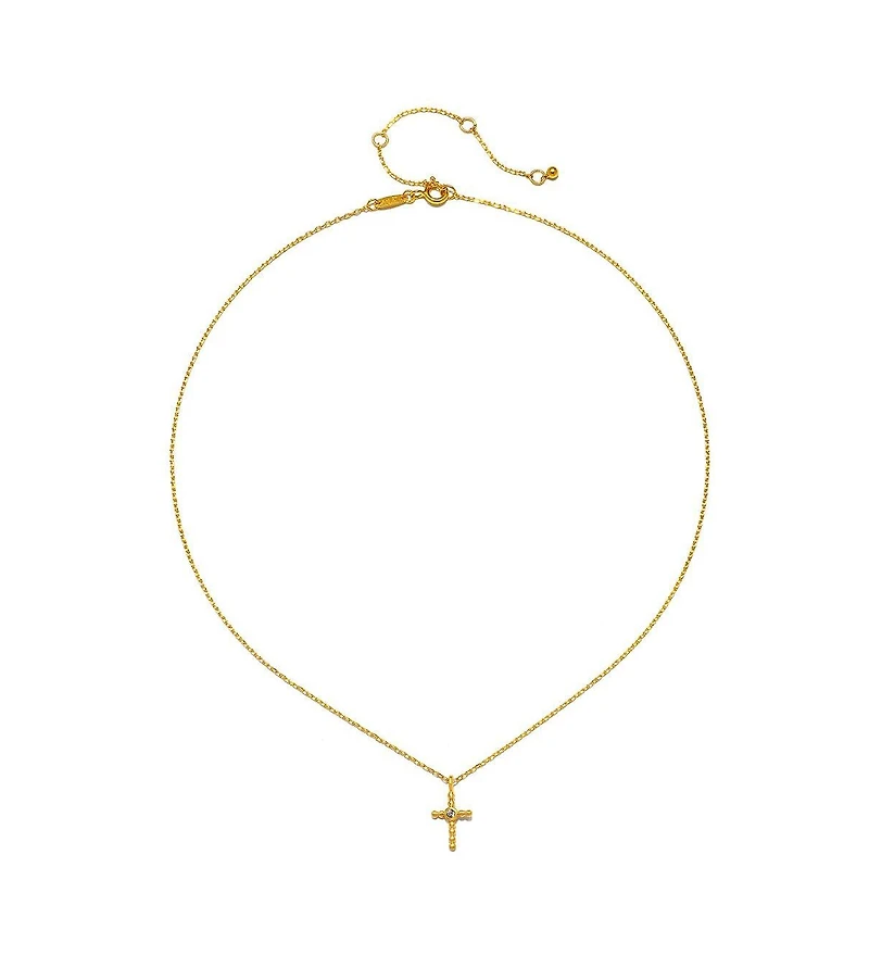 Satya Jewelry Precious Faith White Topaz Cross Necklace