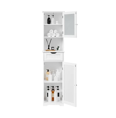 Yaheetech 67 H Freestanding Storage Cabinet with Glass Door White
