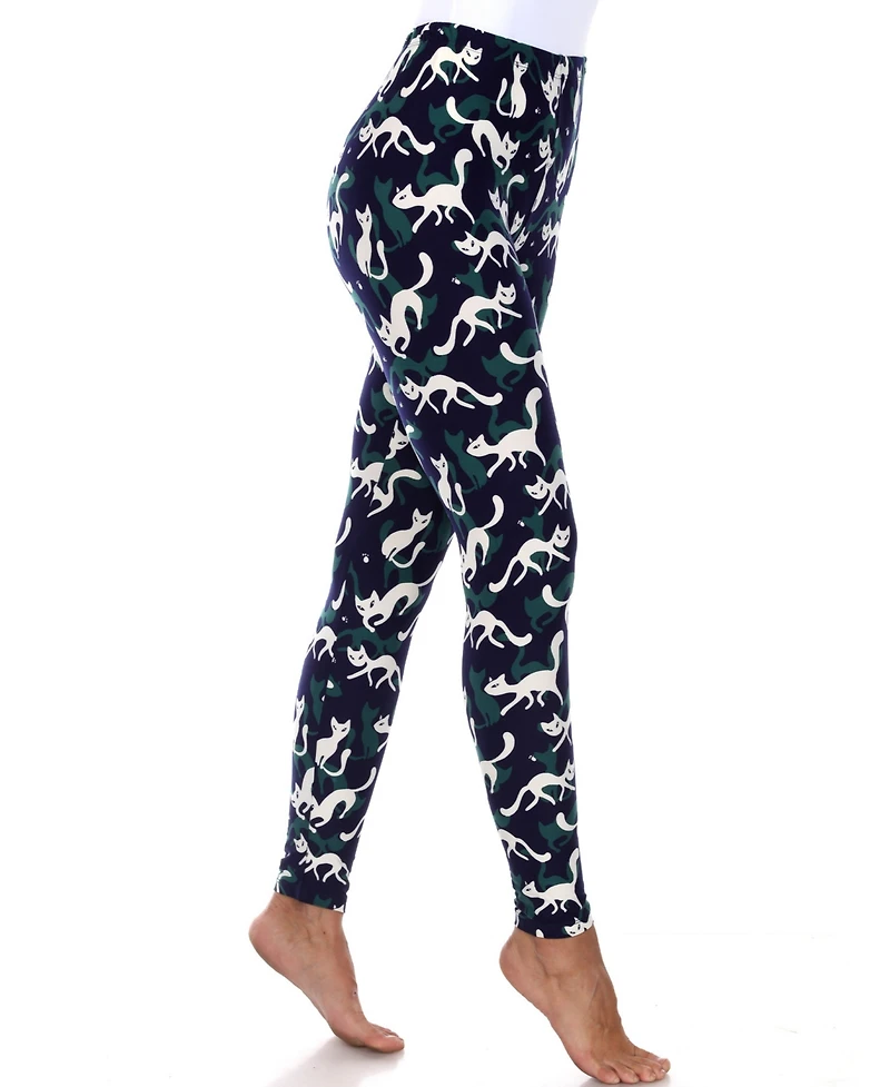 White Mark Women's Halloween Cat Print Leggings