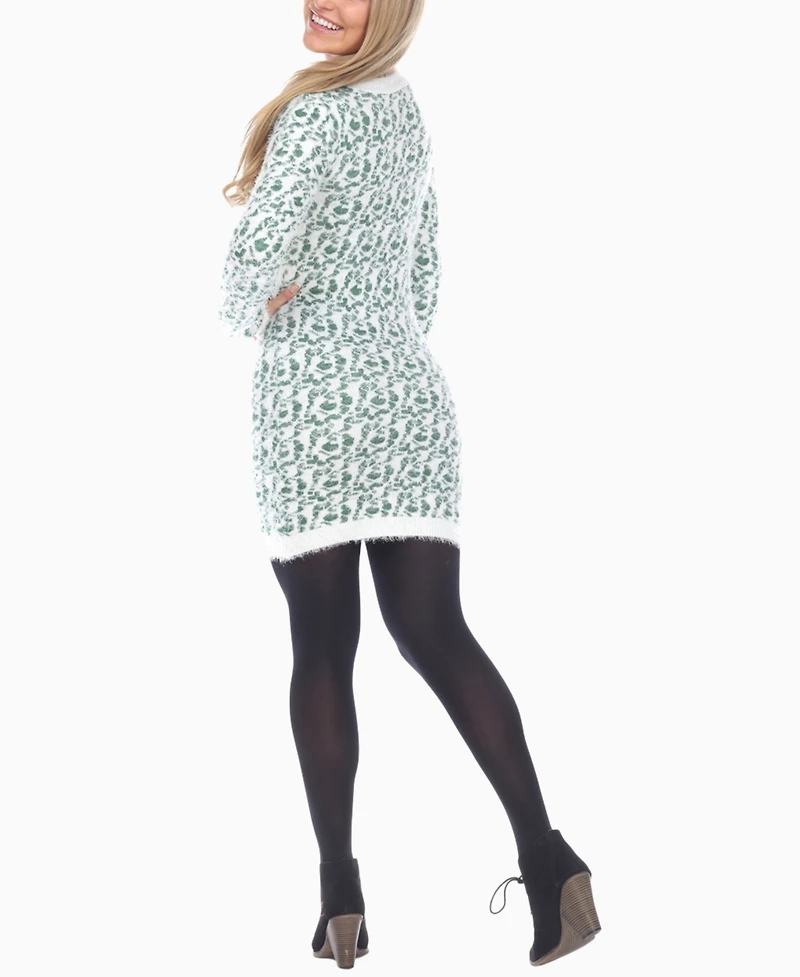 White Mark Women's Fuzzy Knit Sweater Dress