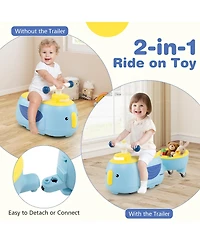 Gymax 2-in-1 Kids Ride on Toy Toddlers Sliding Car w/Detachable Trailer for Children