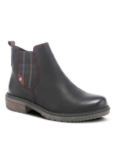 Spring Step Nonia Chelsea-Inspired Bootie with Plaid Stretch Gore and Shock-Absorbing Sole