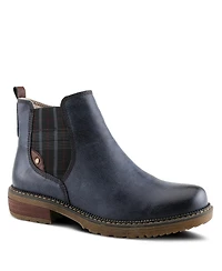 Spring Step Nonia Chelsea-Inspired Bootie with Plaid Stretch Gore and Shock-Absorbing Sole