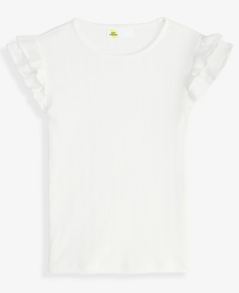 Epic Threads Little & Big Girls Ruffled-Sleeve Pointelle Top, Macy's Exclusive