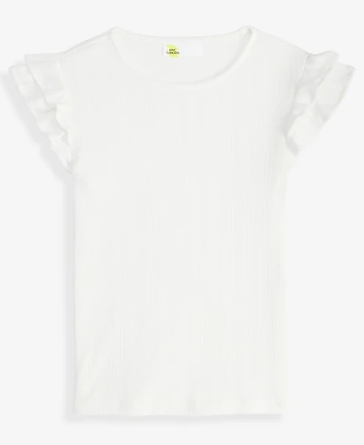 Epic Threads Little & Big Girls Ruffled-Sleeve Pointelle Top, Macy's Exclusive