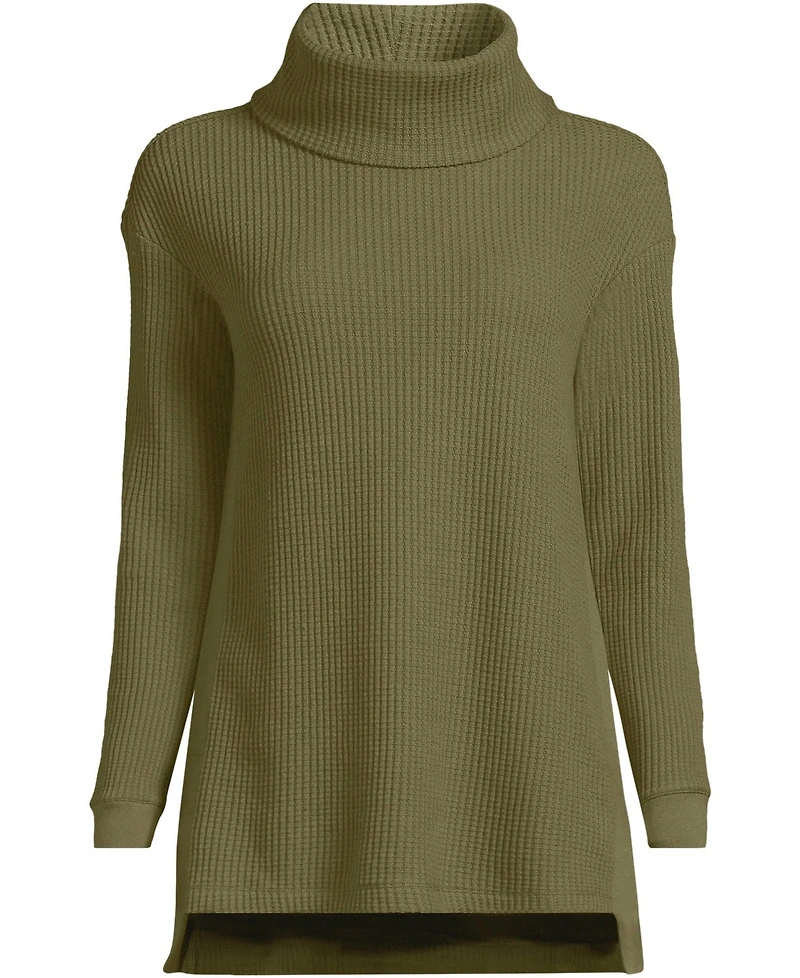 Lands' End Women's Long Sleeve Waffle Cowl Neck Tunic