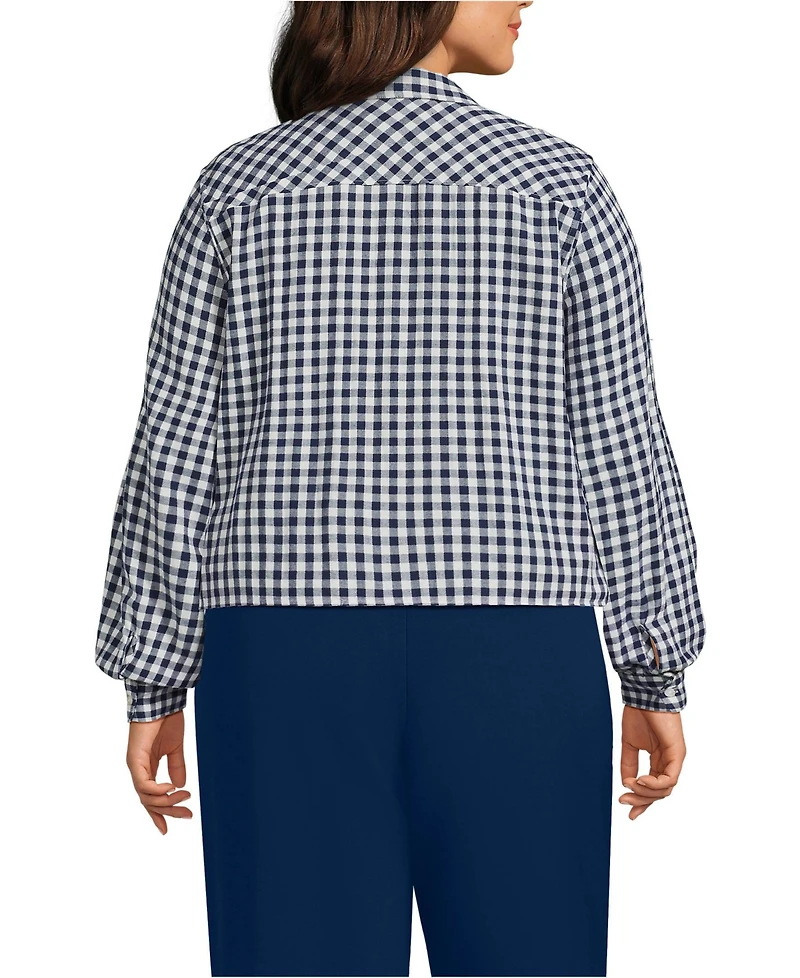Lands' End Plus Cropped Flannel Shirt