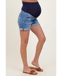 Pinkblush Maternity Navy Distressed Rolled Cuff Jean Shorts