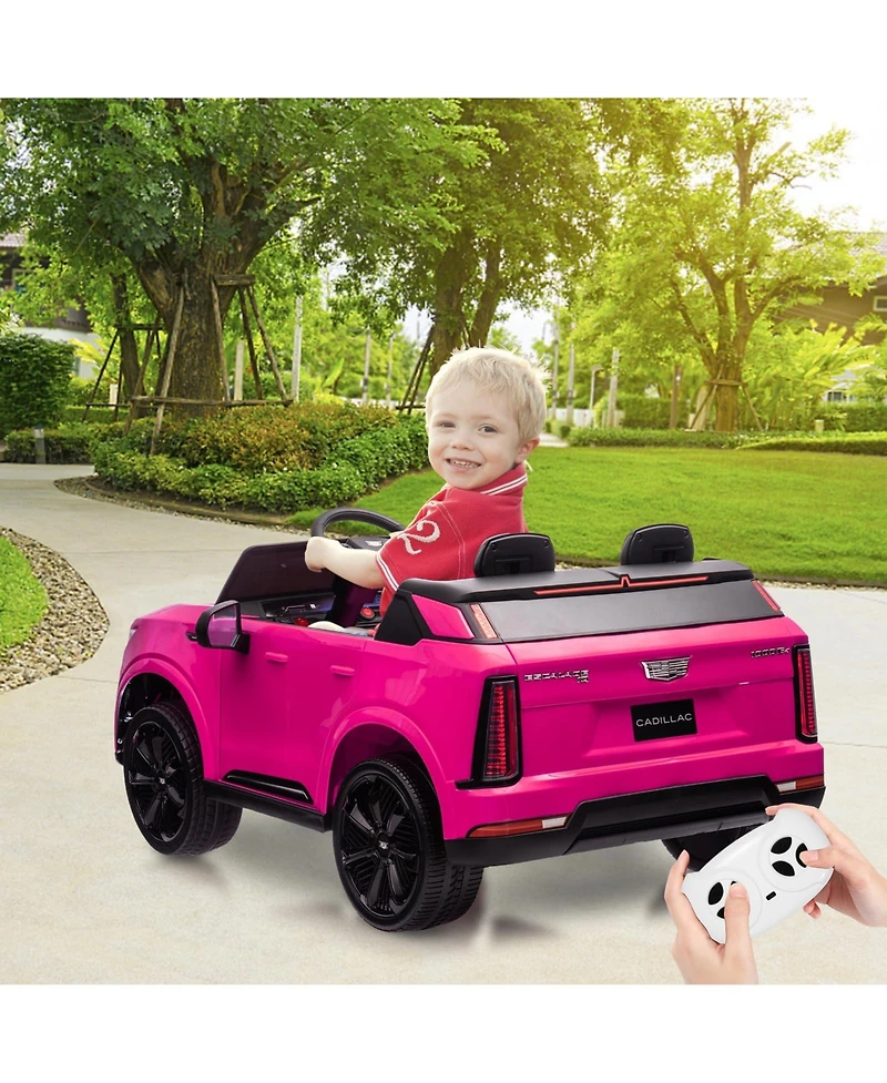 2 Seater Ride on Truck, 24V Licensed Cadillac Kids Car Electric Vehicles w/Remote Control, 3 Speeds, Led Lights