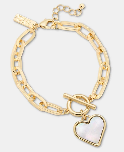 I.n.c. International Concepts Mother-of-Pearl Heart Charm Link Bracelet, Macy's Exclusive
