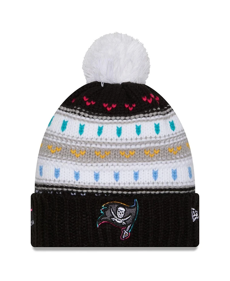 New Era Women's Black Tampa Bay Buccaneers 2025 Nfl Crucial Catch Cuffed Knit with Pom Hat