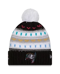 New Era Women's Black Tampa Bay Buccaneers 2025 Nfl Crucial Catch Cuffed Knit with Pom Hat