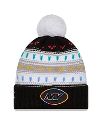 New Era Women's Black New York Jets 2025 Nfl Crucial Catch Cuffed Knit with Pom Hat