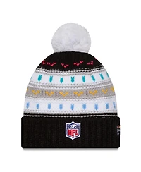 New Era Women's Black Los Angeles Rams 2025 Nfl Crucial Catch Cuffed Knit with Pom Hat