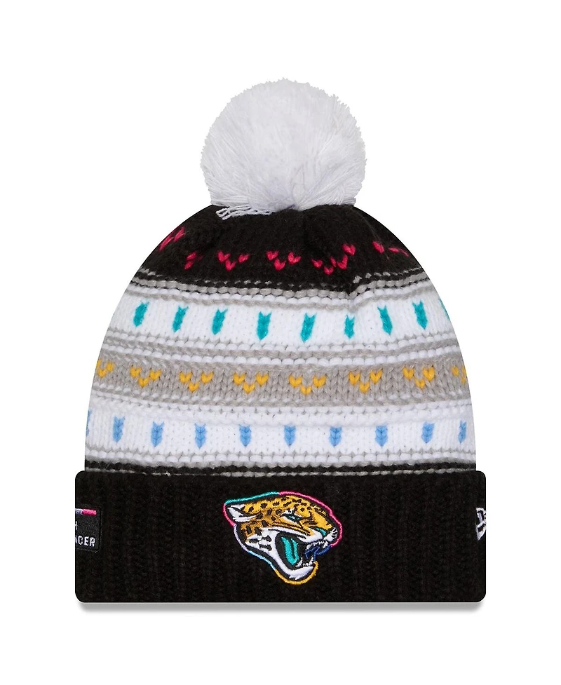 New Era Women's Black Jacksonville Jaguars 2025 Nfl Crucial Catch Cuffed Knit with Pom Hat