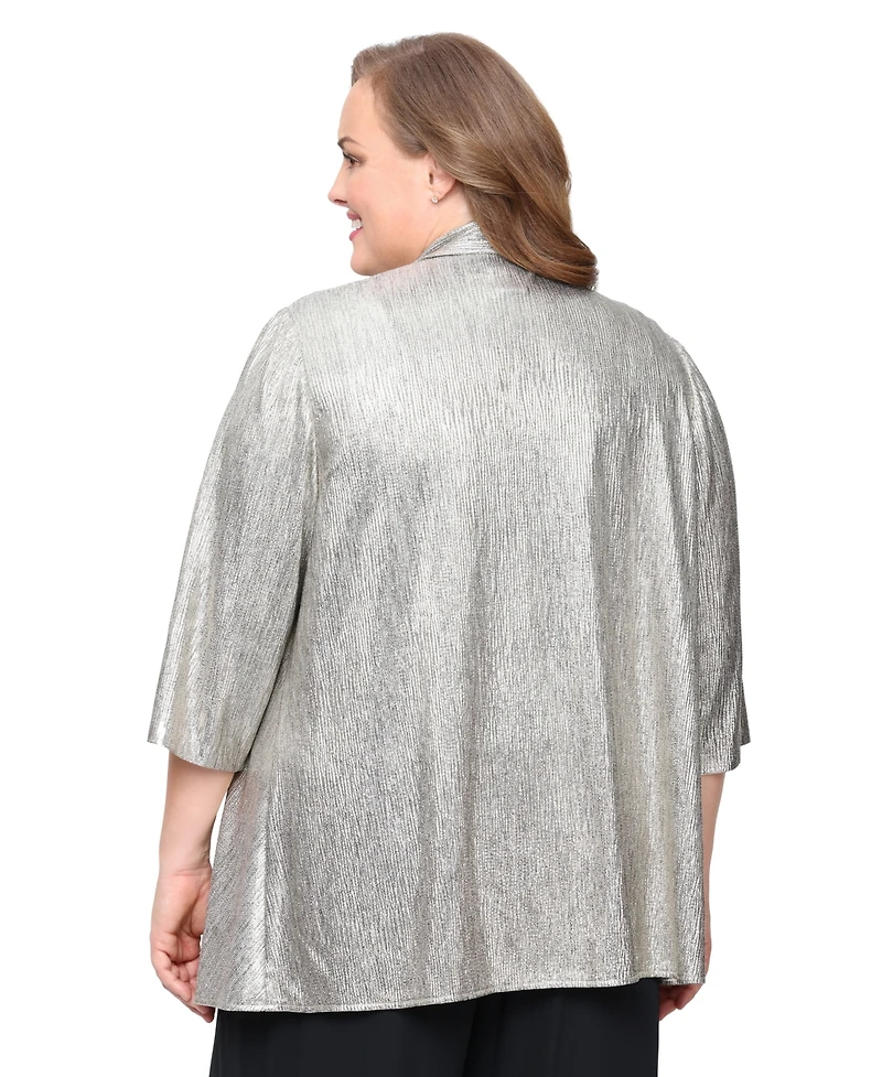 Alex Evenings Women's Plus Foil Knit Twinset
