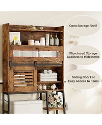Ironck Over The Toilet Storage with Cabinet for Bathroom, Vintage Brown